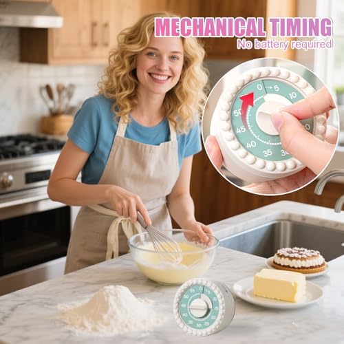 60-Minute Mechanical Kitchen Timer with Loud Alarm for Cooking, Baking, Eggs, and Kids - Magnetic Back, Cute Yellow Design, no Battery Needed, Egg Timer, Visual Timer for Kids, 1 Minute Sand Timer