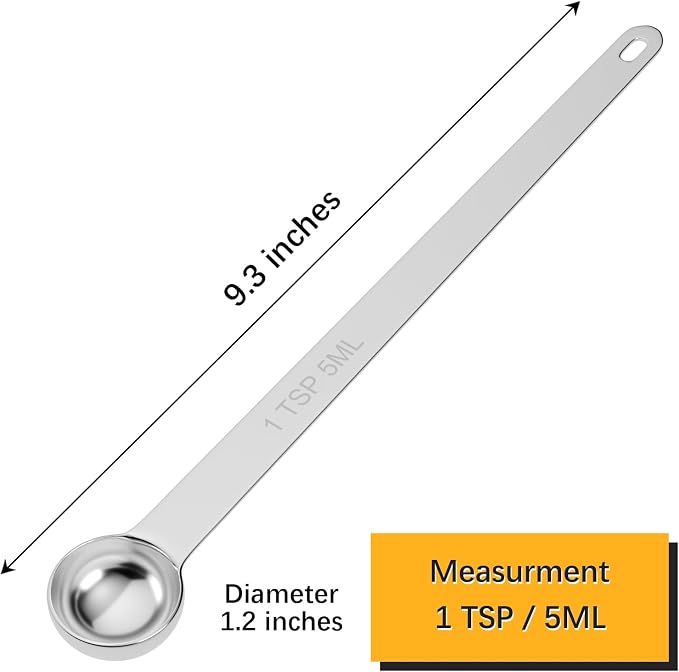 LEIFENY 1PCS 1Tsp(1/3tbsp, 5ml) Extra Long Handle Measuring Spoon, Single Stainless Steel Individual Measure Scoop Only