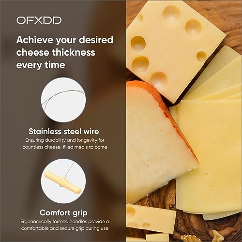 Cheese Cutter with Wire 2 Pcs - Cheese Slicer Wire 17.7 Inch - Slicers/Strings for Block Cheese with Handles, Stainless Steel