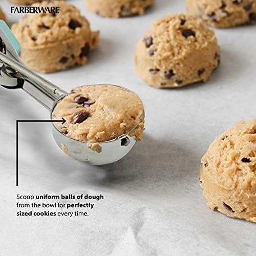 Farberware Professional Cookie Scoop, Stainless Steel Dough Scoop with Easy Squeeze Release for Uniform Cookies, Meatballs, and Ice Cream Scoops - Dishwasher Safe