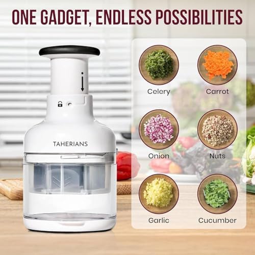 Manual Vegetable Chopper Nuts Chopper Garlic Chopper with Container and Lid