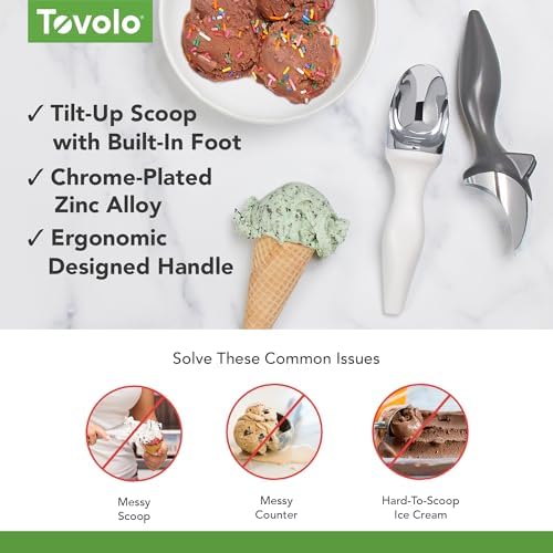 Tovolo Tilt Up Ice Cream Scoop, Ergonomic Handle, Dishwasher Safe, White, 1 EA (80-5217)