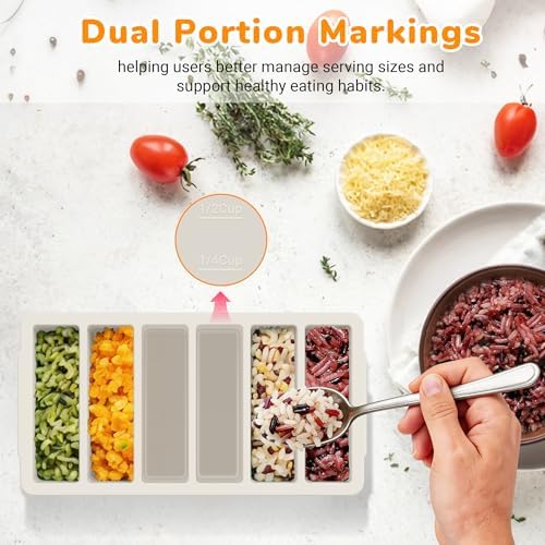 Silicone Freezer Trays with Lid (4-Pack), 1-Cup, 2-Cup, 1/2-Cup & 2-Tbsp Silicone Freezer Molds, Stackable Soup Freezer Meal Prep Containers,Ice Cube Tray for Making Sauce,Smoothies,Yogurt Bites