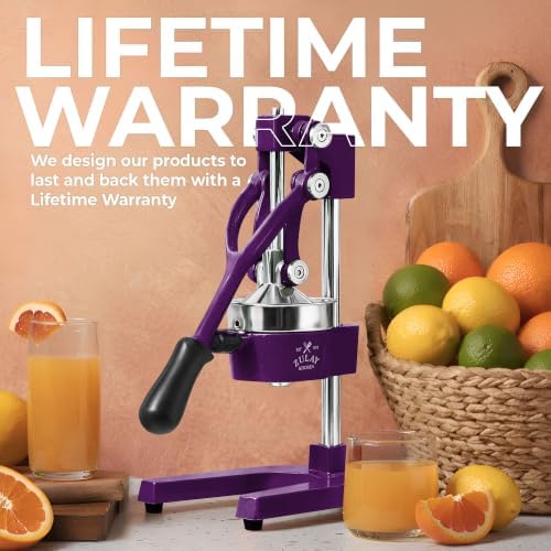 Zulay Kitchen Cast Iron Juicer - Heavy Duty Orange Juicer with Detachable Strainers for Easy Cleaning, Citrus Press for Citrus Fruits, Perfect for Bartenders, Juice Lovers & Health Enthusiasts
