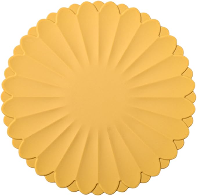 Heat-Resistant Silicone Trivet Mats, Non-Slip Hot Plate Holder for Kitchen Countertops & Dining Table, Reusable Pot Holder Pad with Secure Grip, Dishwasher Safe (Yellow, Diameter: 18cm/7.09")