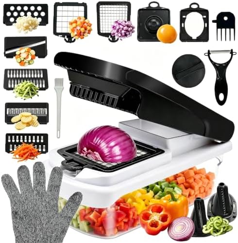 17-in-1 Vegetable Chopper, Dicer, Mandoline Slicer & Anti-Cut Glove