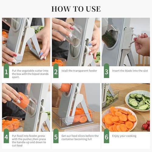 Safe Mandoline Slicer for Kitchen, 4-In-1 Chopper Vegetable Cutter, Mandolin Julienne Slicers for Fruits and Vegetables, Potato Cutter for Fries, Kitchen Gadgets and House Essentials