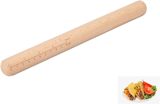 Rolling Pin,Baking Dough Roller for Tortilla,Dumpling, Pizza, Pie, Bread, Pastry.（11.8inch）