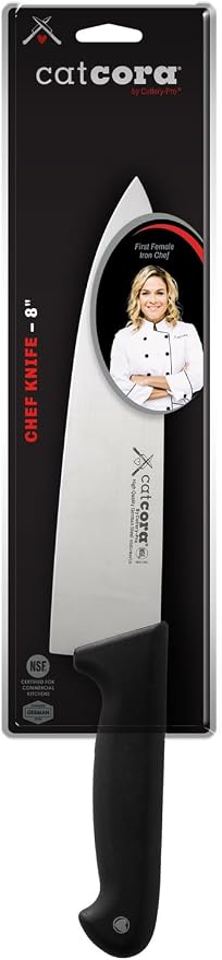 CAT CORA Chef Knife, Professional 8-Inch German Steel Blade For Produce, Meat, Herb Cutting, Ergonomic Soft-Grip Handle, NSF-Certified Kitchen Knife