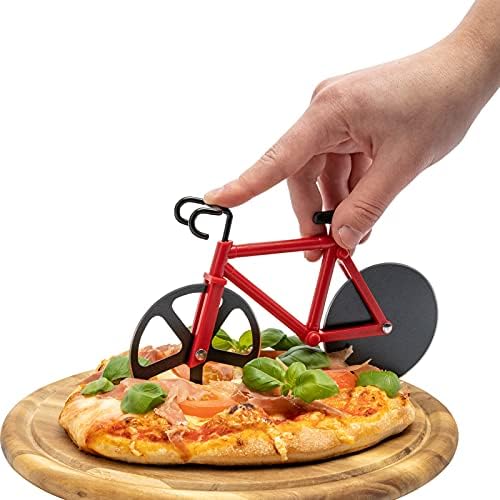Westmark Fuentez 13292260 Pizza Cutter in Bicycle Look with Stand Stainless Steel/Plastic Black/Red