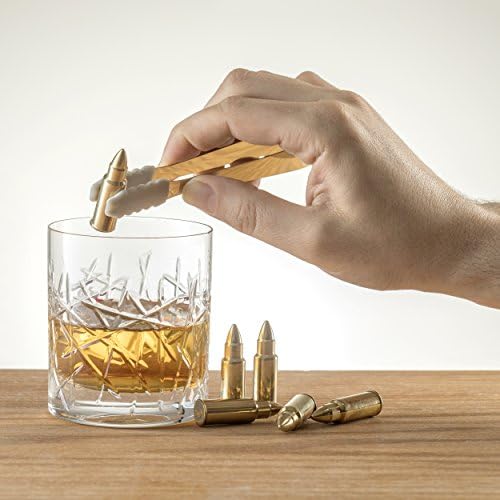 Bullet Whiskey Chillers Stones 1.75in Set of Six Stainless Steel Gold Rocks