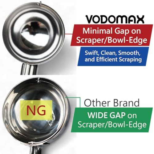 Size 30 BLACK (1.03 oz.) VODOMAX Commercial Food Disher, 1 oz. Disher, Stainless 18-10, Non-Spring Design, #30 Scoop, Heavy-Duty Ice Cream Disher, Ice Cream Scooper, Food Disher