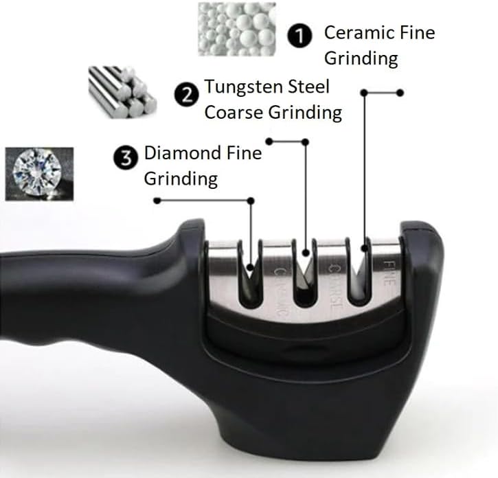 Seido 3-Stage Manual Knife Sharpener, Tungsten Diamond Ceramic