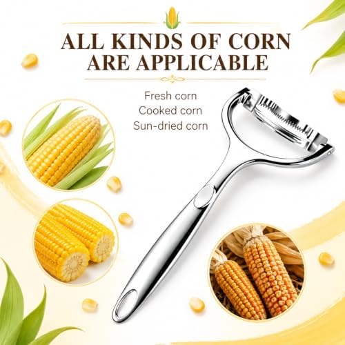 2PCS Upgraded Corn Peeler, Stainless Steel Corn Peeler for Corn on the Cob Stripper Tool, Durable & Efficient Corn Kernel Remover, Corn Shucker Off the Cob Kitchen Gadgets for Home Dining