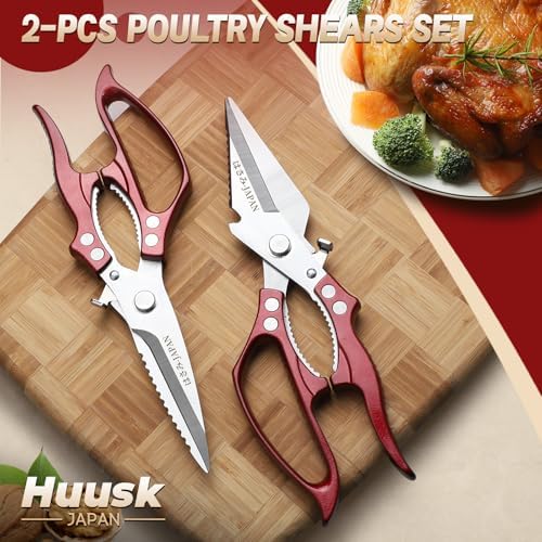 HUUSK Kitchen Scissors for Food, Multifunction Poultry Shears Heavy Duty