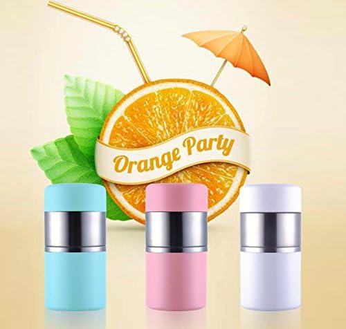 Manual Citrus Press Juicer, Portable Citrus Squeezer Hand Juicer with Strainer and Stainless Steel Container, White Color