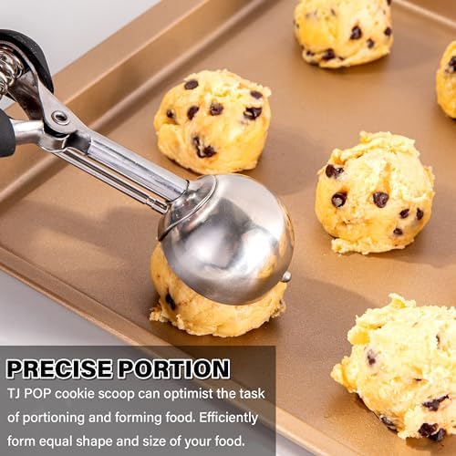 Cookie Scoop 2 Tbsp for Baking, Professional Stainless Steel Ice Cream Scoop 44mm, Melon Baller Muffin Scoop, Good Soft Grips, Quick Trigger Release, 30ml (2 Tablespoon)