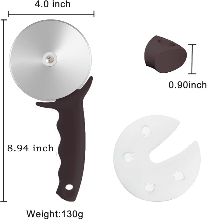 4" Pizza Cutter Wheel,Stainless Steel Large Pizza Cutter with Cover, Super Sharp Pizza Slicer-Dishwasher Available,Smooth Rotating Large Pizza Wheel Cutter Safe with Healthy Material (Black, 4 inch)