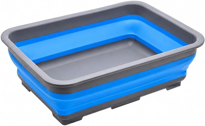 Goderewild Collapsible Dish Pans – 10L (2.6 Gal) Foldable Sink Tub, 14.5'' x 10.5'' x 5", Compact and Space-Saving Multiuse Foldable Basin for Dish Washing, Camping, RV and Vegetable Cleaning