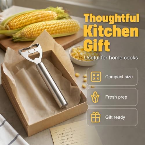 Stainless Steel Corn Peeler, Corn Cob Stripper Tool (1, Silver)
