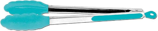 Dynamic 12" Locking Tongs With Silicone Heads, Blue