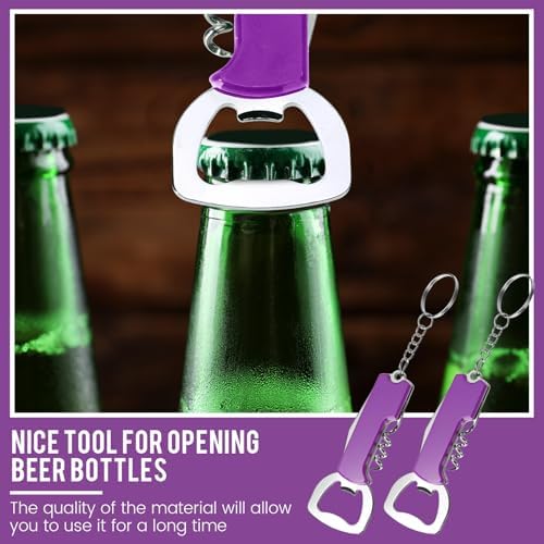 Ziliny 24 Pcs Wine Bottle Opener Keychains Bulk Corkscrew, Purple
