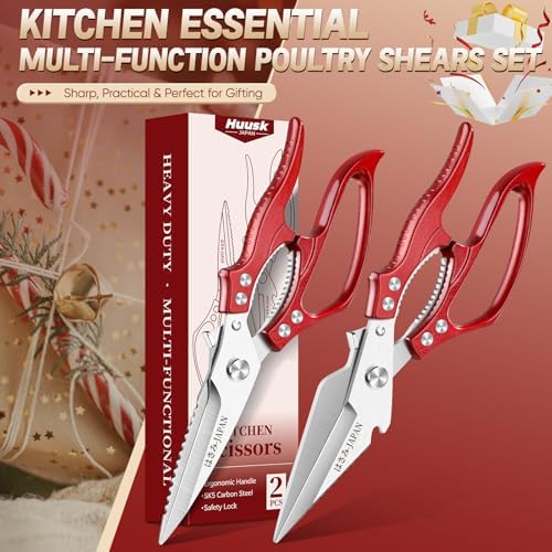 HUUSK Kitchen Scissors for Food, Multifunction Poultry Shears Heavy Duty