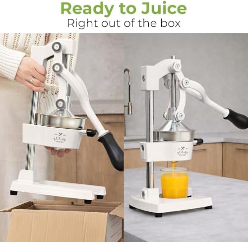 Zulay Kitchen Cast Iron Juicer - Heavy Duty Orange Juicer with Detachable Strainers for Easy Cleaning, Citrus Press for Citrus Fruits, Perfect for Bartenders, Juice Lovers & Health Enthusiasts