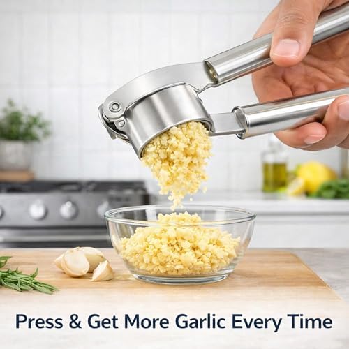 For OXO Garlic Press, 2 Pack Garlic Press Stainless Steel Garlic Crusher Mincer, Easy-Squeeze Soft Grip Handle, Easy to Clean, Dishwasher Safe, Garlic Rocker Alternative