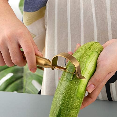 Color ME! 188 Stainless Steel Swivel vegetable peelers Y-Shaped and P-Shaped Potato Peelers with Potato Eye Remover kitchen peeler for fruits, Cucumber, carrot, Dishwasher Safe(2pcs)(Gold)