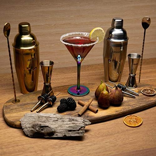 Cocktail Shaker Set: 7-Piece Stainless Steel 25.3OZ Martini Shaker Mixology Bartender Kit | Perfect Home Professional Bar Tools for Beginner's Drink Mixing & Gifts | ARSSOO Drink Shaker Gift (Silver)