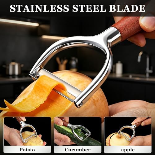 Vegetable Peeler, Stainless Steel Serrated Blade for Kitchen