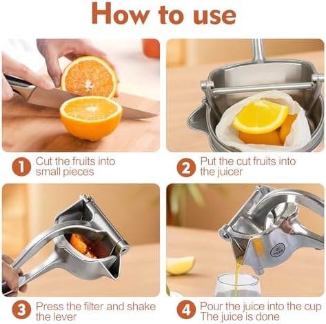 Heavy Duty Manual Fruit Juicer Press,XL Fresh Fruit Juice Extractor,2026 New Hand Press Citrus Squeezer for Lemon, Orange, Grape