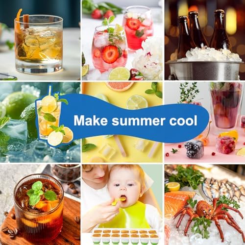 Ice Cube Trays with Lids for Freezer, 5 Pack Silicone Set, 70 Cubes