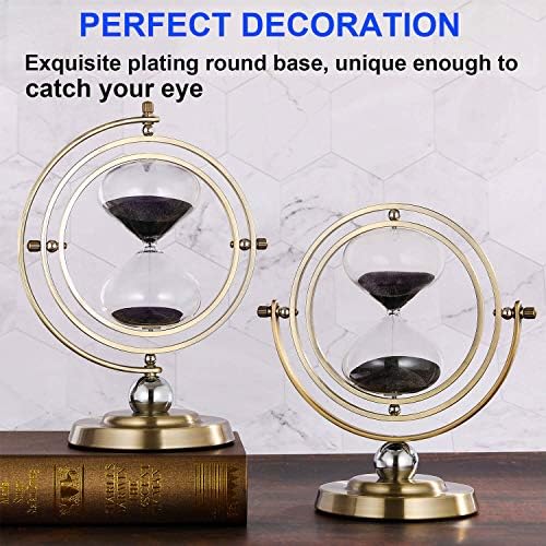SuLiao Large Brass Hourglass Timer 60 Minutes, Antique Rotating Black Sand Clock, Vintage Reloj De Arena, Metal Sand Watch 60 Min, Unity 1 Hour Glass Sandglass for Gifts, Home, Desk, Office Decor