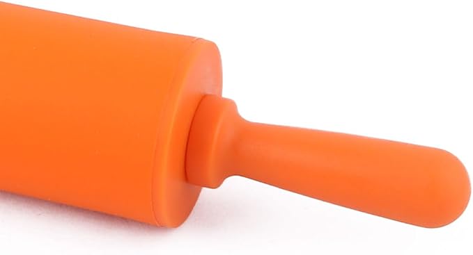 uxcell Silicone Surface Home Restaurant Dumpling Biscuit Making Tool Dough Rolling Pin Orange