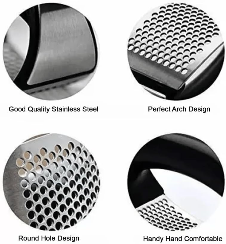Garlic Ginger Quick Crusher - Multipurpose Garlic Press Crusher, Handy Kitchen Gadget Tool, Garlic Press Stainless Steel, Squeeze Design for Effortless Garlic and Ginger Crushing