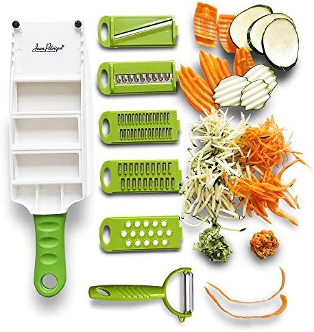 5 In 1 Handheld Vegetable Slicer & Grater - With Mandolin Blade & Peeler, All-in-one, Shredder, Grater, Zester and More - From Jean Patrique