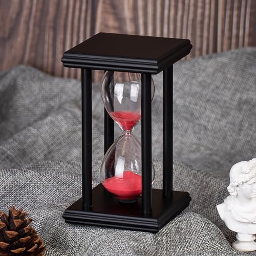 BELLAWARE Hourglass Timer with Red Sand, 15 Minute Wooden Sand Timer