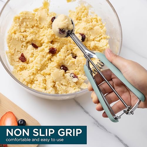 Social Chef Stainless Cookie Scoop Set - Small Cookie Dough Scooper for Great Cookies Sized Cookies - Small Ice Cream Scooper with Trigger Release, 3 Pack, Blue