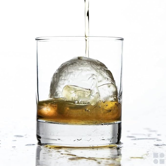 Ball Ice Cube Tray and Big Ice Cube Molds for Whiskey, Slow-Melting, 100% Silicone, No-Plastic, Easy Release, Ideal for Gifting and Elevating Cocktails (Charcoal, 4 Spheres & 6 Cubes)