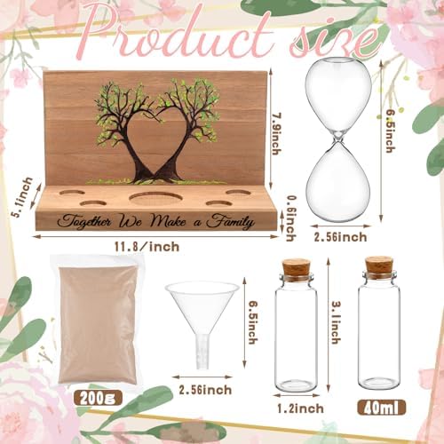 Sliner Unity Sand Ceremony Kit Unity Hour Glass for Wedding, 7 Pcs, Fresh