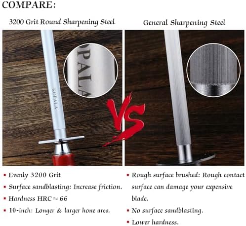 Sharpening Steel Knife Sharpener Rod Round 10 IN Honing Steel for Knife