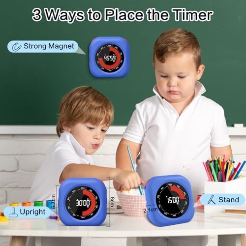 Visual Timer for Classroom Rechargeable, 10-Hour Digital Timers with Visual Time Bars Design, 3 Brightness/3 Volume Adjustable Magnetic Timer, Countdown/up Timer for Study Game Gym Kitchen Office