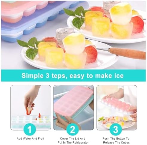 Small Ice Cube Trays with Lid,Mini Ice Cube Trays for Freezer 3 Pack
