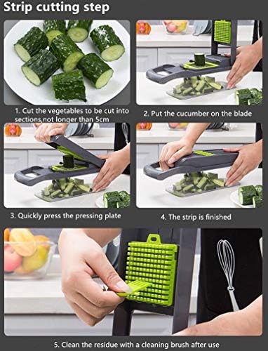 Food Chopper Vegetable-Fruit-Cheese-Onion Chopper Slicer Dicer Tomato Grater 12 in 1 Veggie Chopper Spiralizer Salad Potato Slicer with Container Multi-function Kitchen Aid Carrot Cutter (White)