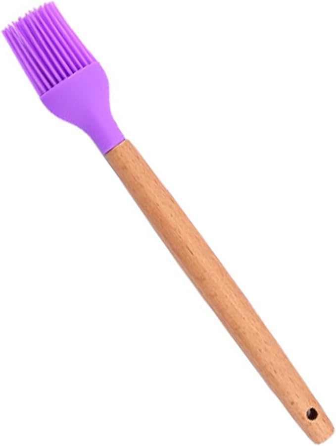 1pc Purple Silicone Pastry Brush, Heat Resistant Basting Brush Set with Wooden Handle, Cooking Utensils, Perfect for Sauce Butter Oil, BBQ Grill Baking Kitchen Cooking