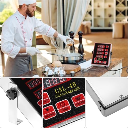 QWORK Kitchen Timer for Cooking, 4 Channel Stainless Steel Commercial Culinary Timer, Loud Alarm Cooking Reminder for Food Truck Fryer