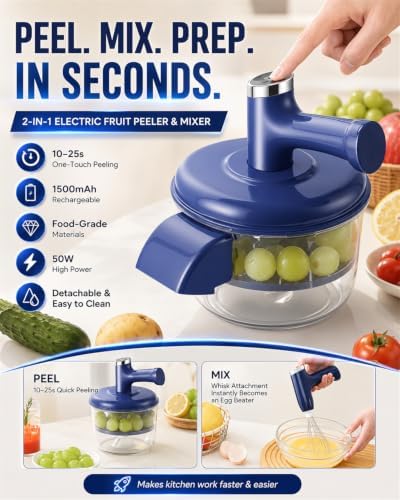Transparent Electric Fruit and Vegetable Peeler, One-Touch Peeling Machine