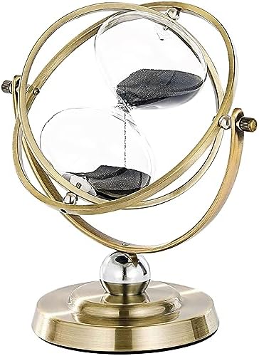 Hourglass Sand Timer, Hourglass Timer 60 Minutes, Large Metal 720° Rotating Hourglass, Brass Sand Clock 60 Min with Black Sand, Reloj De Arena 1 Hora, Gold 1 Hour Sandglass for Office Desk Home Gifts